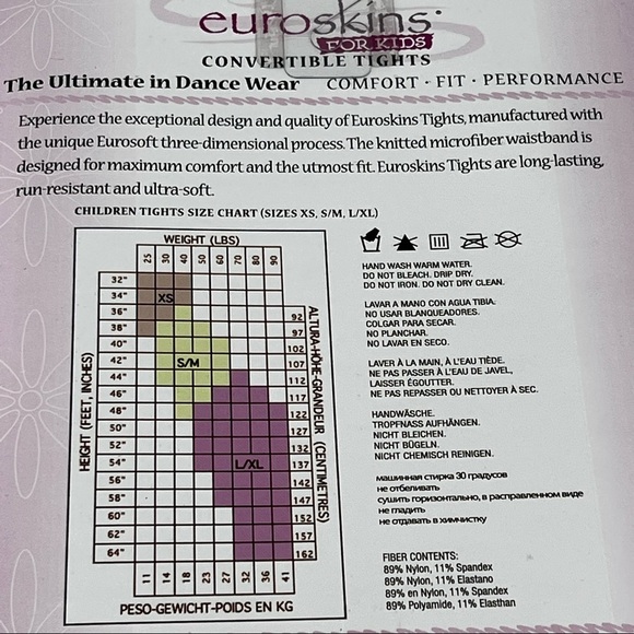 Euroskins Kids' Convertible Ballet Tights - S/M - Picture 5 of 8